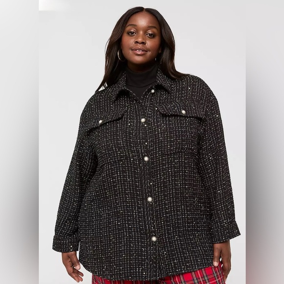 Lane Bryant Jackets & Blazers - Lane Bryant Black & Gold Sequin Tweed Shacket size 22/24 NWT